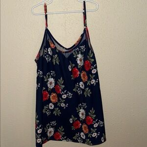 Floral Navy Spaghetti Strap Tank Top